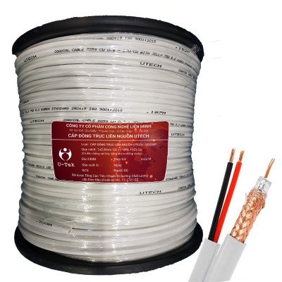 Cáp đồng trục liền nguồn UTECH UD200P - Cuộn 200 Mét 0.8mm